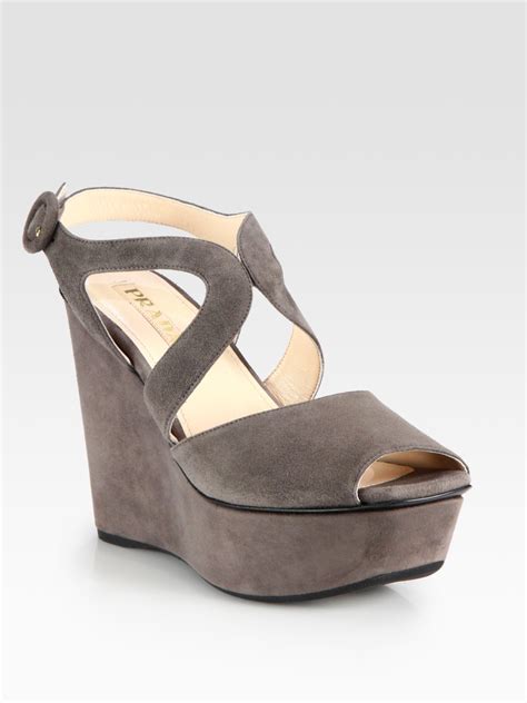 prada suede wedge sandal|prada platform sandals outfit.